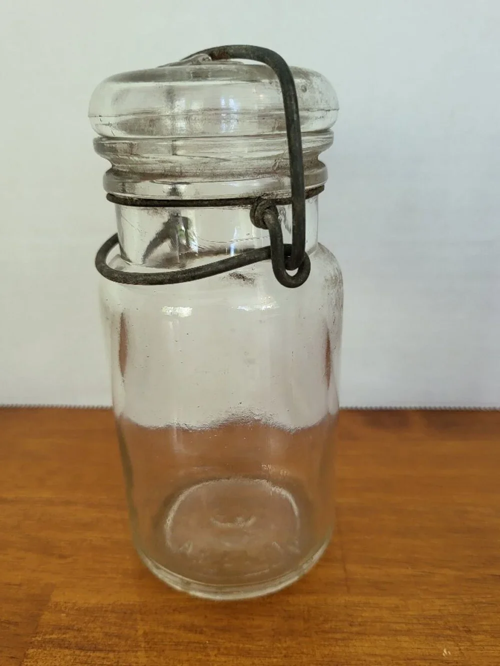 Vintage Anchor Hocking Canning Jar with Glass Lid and Wire Bail Rustic Farmhouse